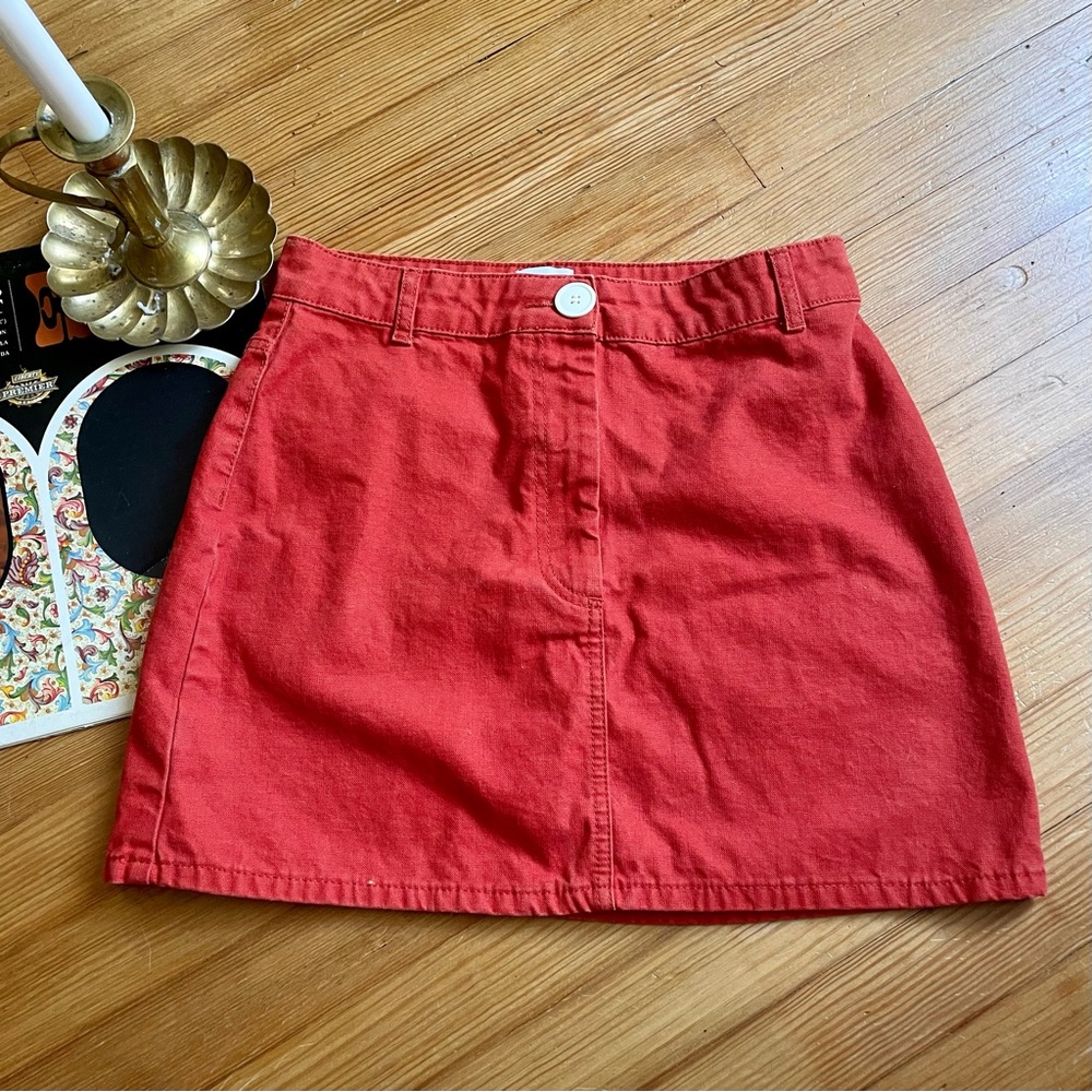 BDG Red Orange Urban Outfitters Denim Mini Skirt Size Medium